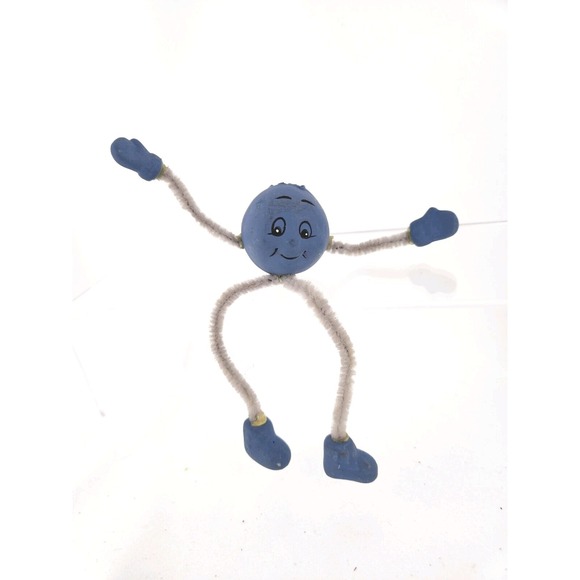 The Unbranded Brand Other - Vintage Anthropomorphic Blueberry Fruit Shelf Sitters Pipe Cleaner 1960s Ceramic